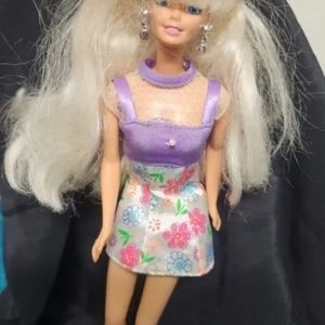 1966 Twist N Turn Barbie Flower Fun Barbie with Purple White Floral Dress